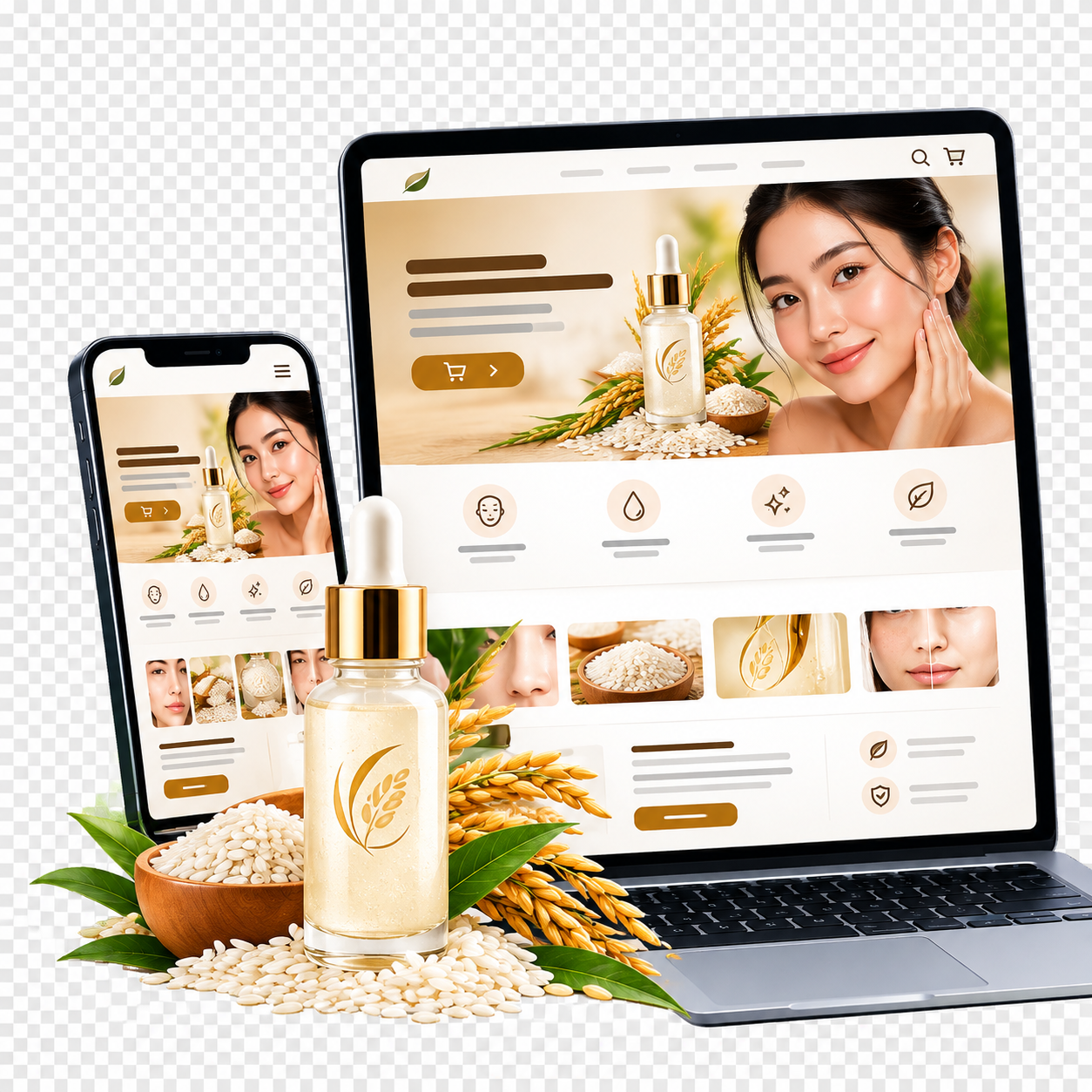 Rice Skin Beauty Serum Landing Page