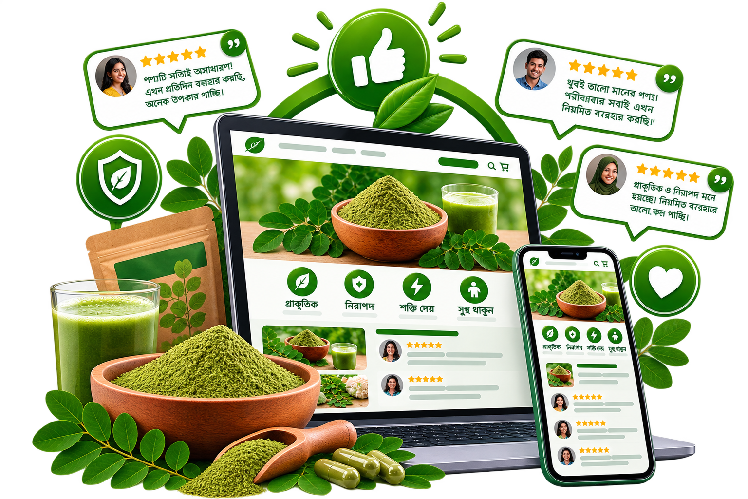 Moringa Powder – বাংলা Review Landing Page