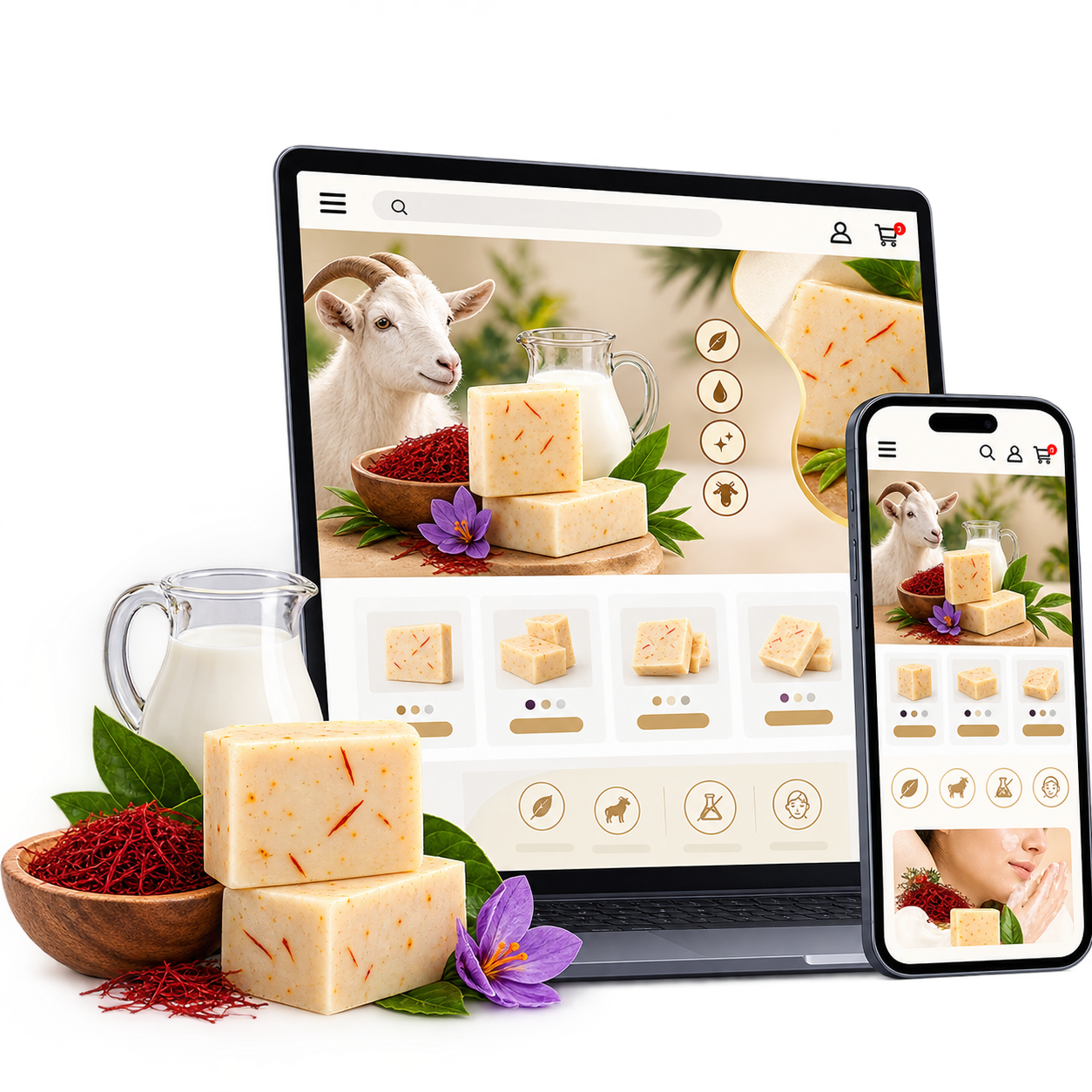 Safran Goat Milk Soap  Landing Page